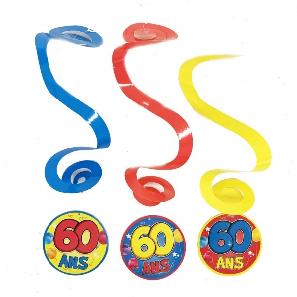 3 Guirlandes Spirales 60 ans